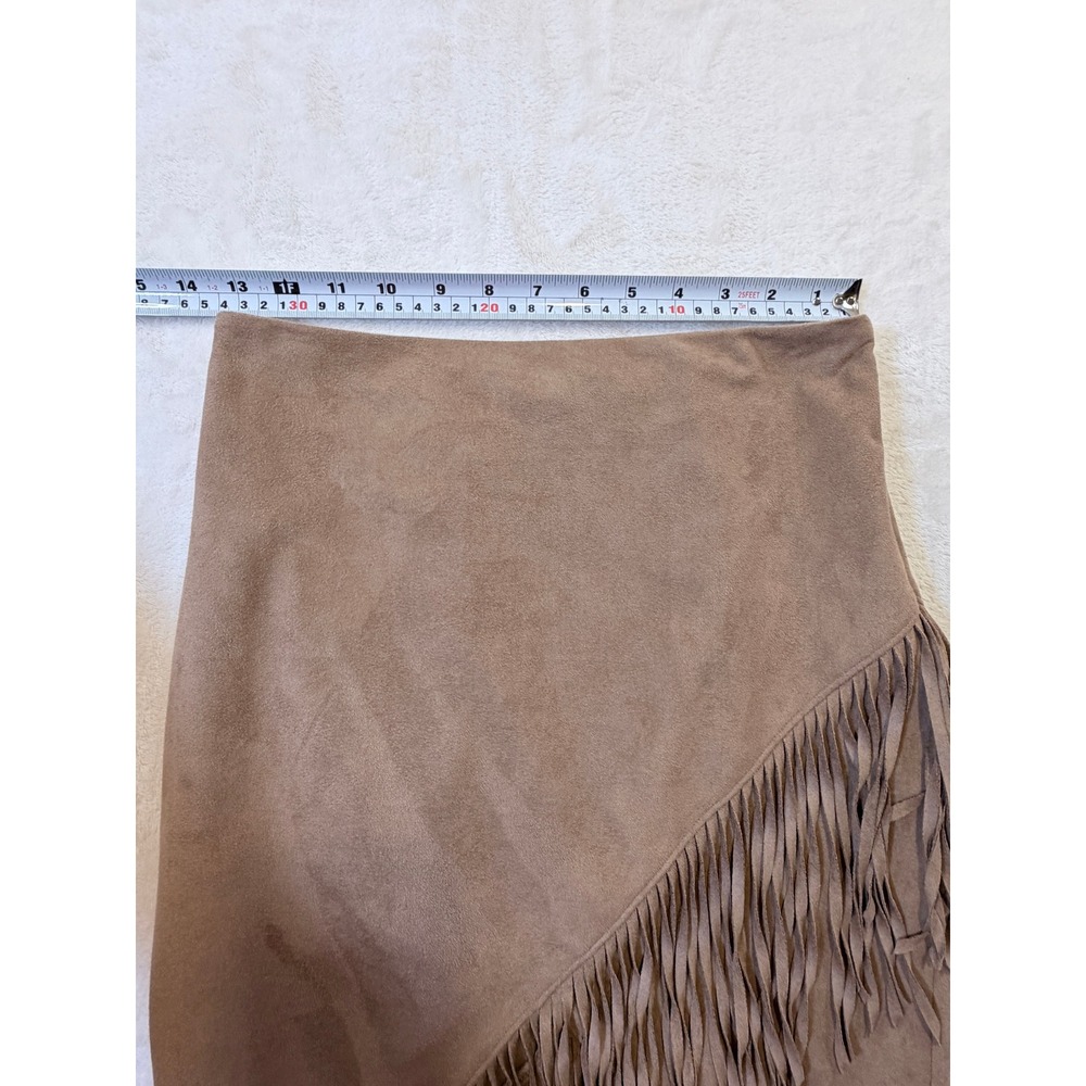 Express Taupe Fringe Midi Skirt - Picture 3 of 11